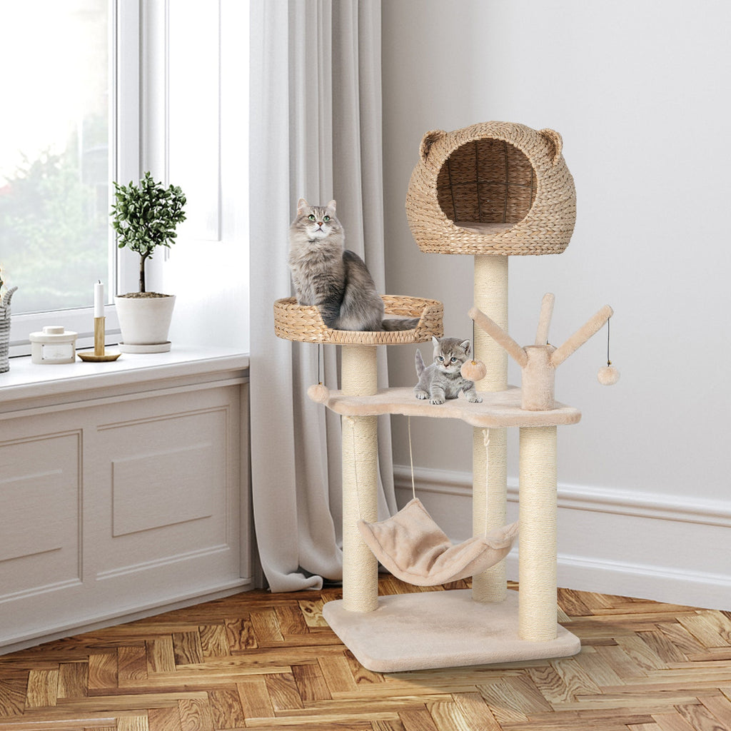 Woven Condo Cat Tree with Hammock