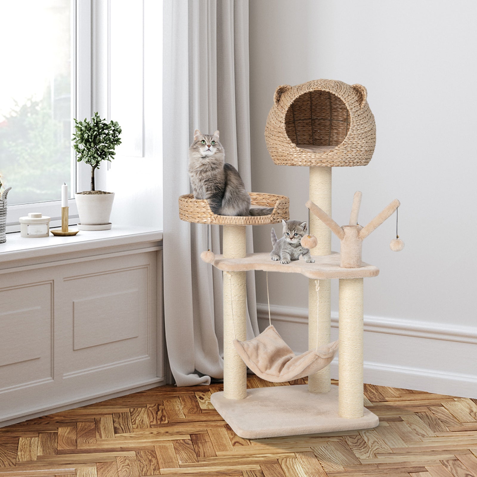 Woven Condo Cat Tree with Hammock