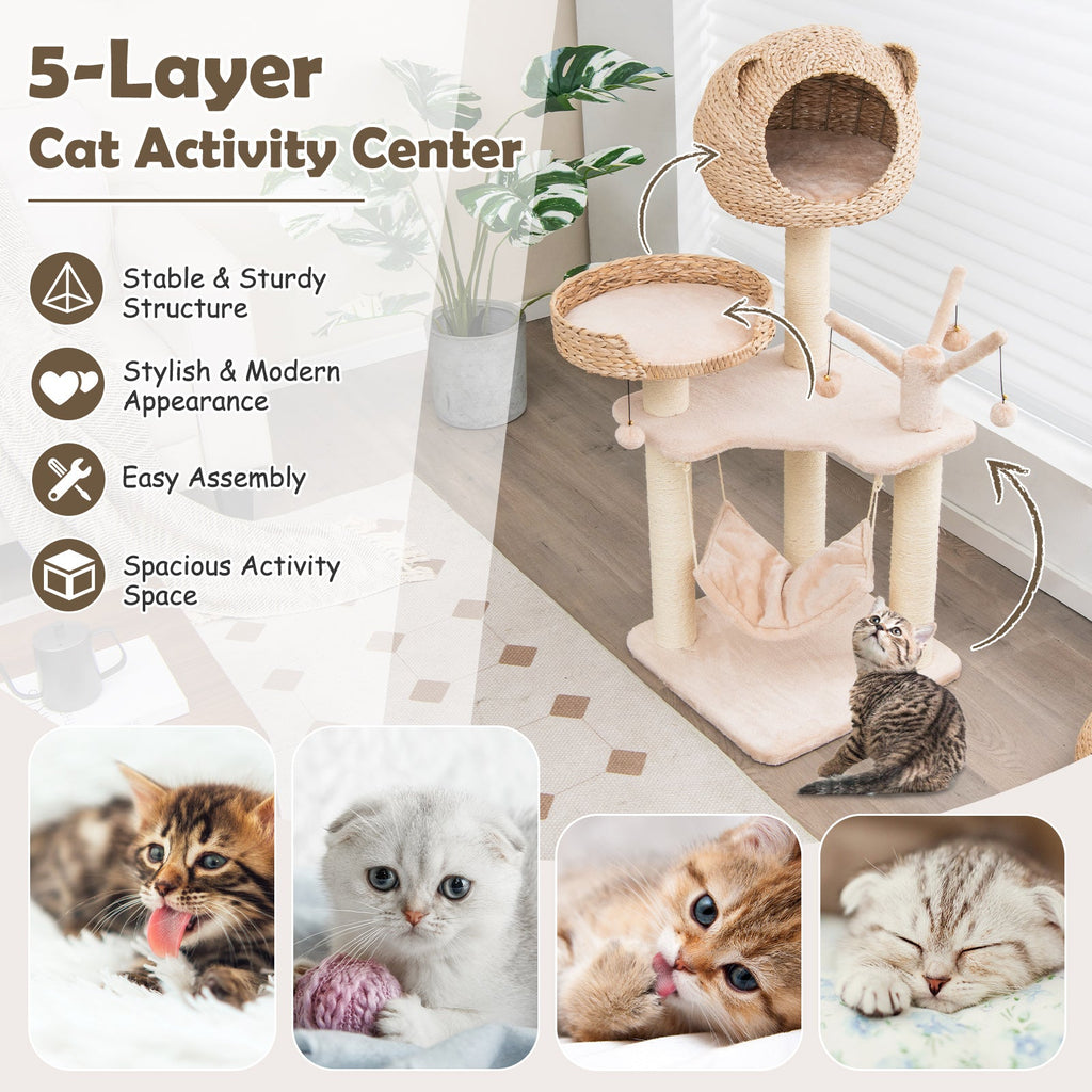 Woven Condo Cat Tree with Hammock