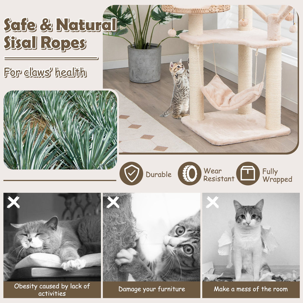 Woven Condo Cat Tree with Hammock