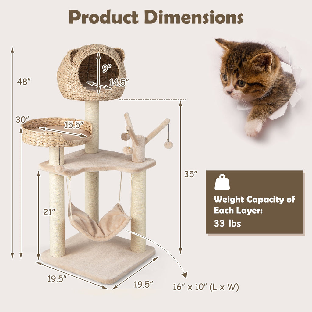 Woven Condo Cat Tree with Hammock
