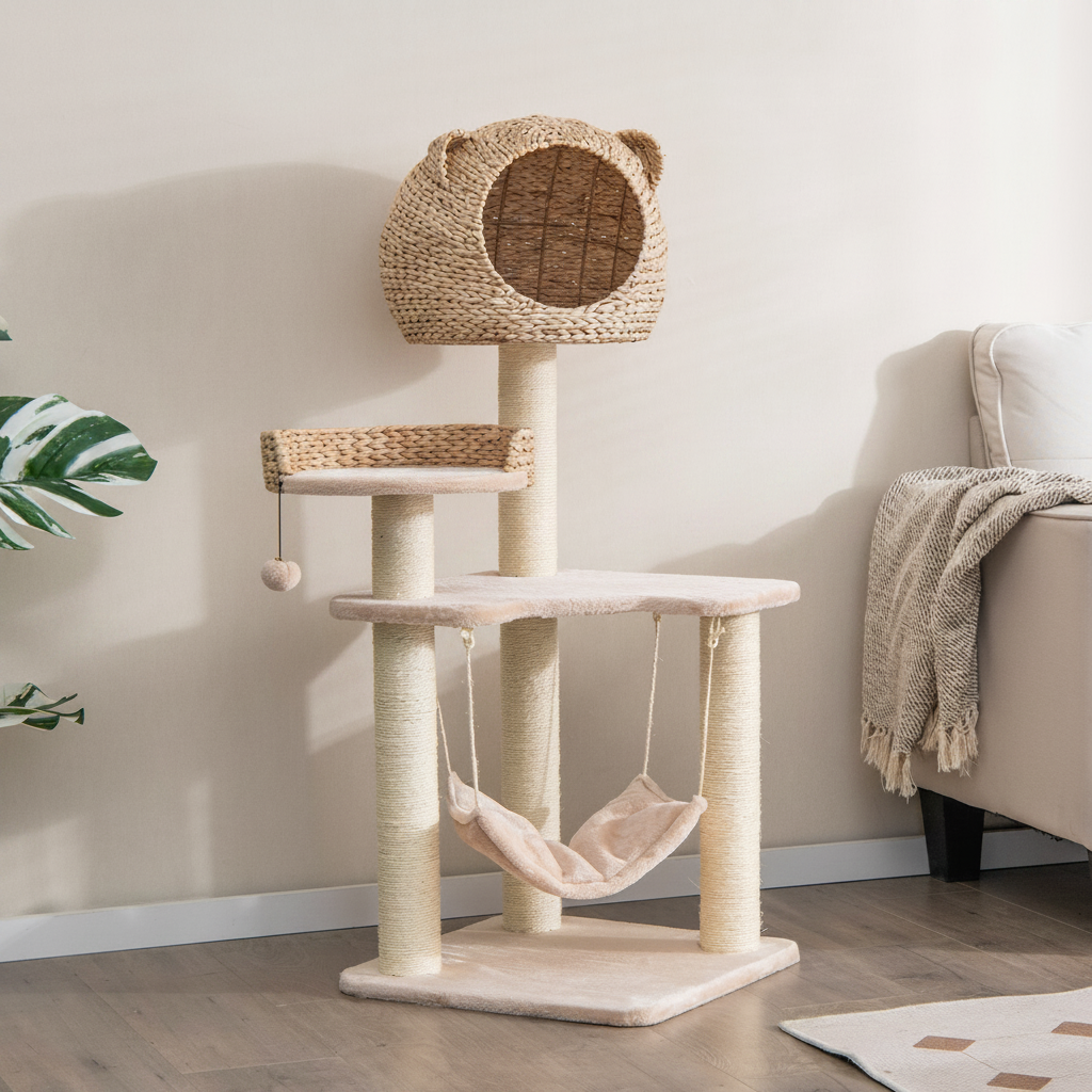 Woven Condo Cat Tree with Hammock